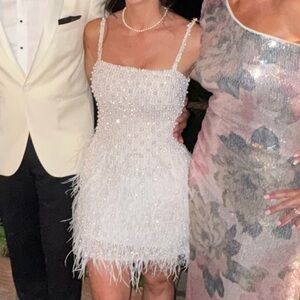 NADINE MERABI Black and White Mini Dress